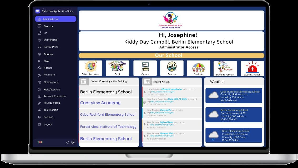 Childcare Application Suite — Product & Website — homepage