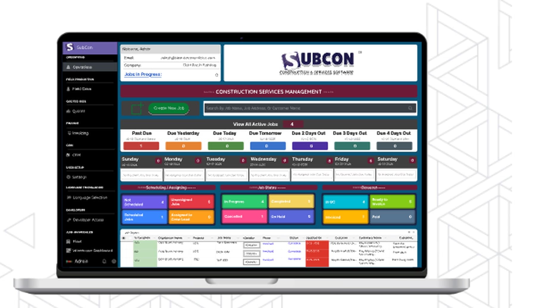SUBCON — Construction Software Website — detail view