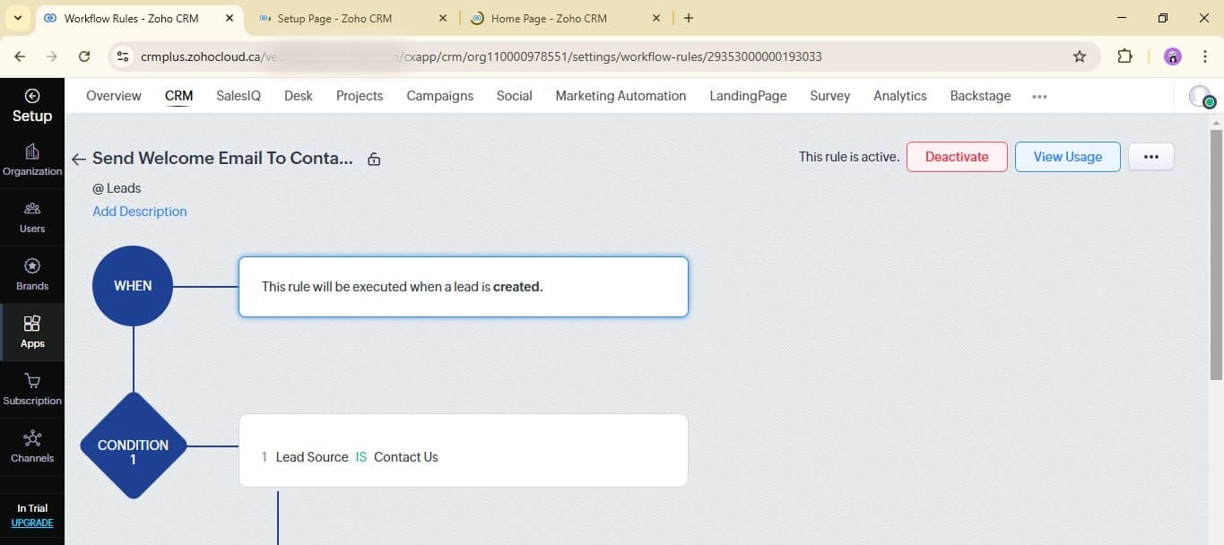 Zoho CRM — Automation & Reporting Suite — detail view